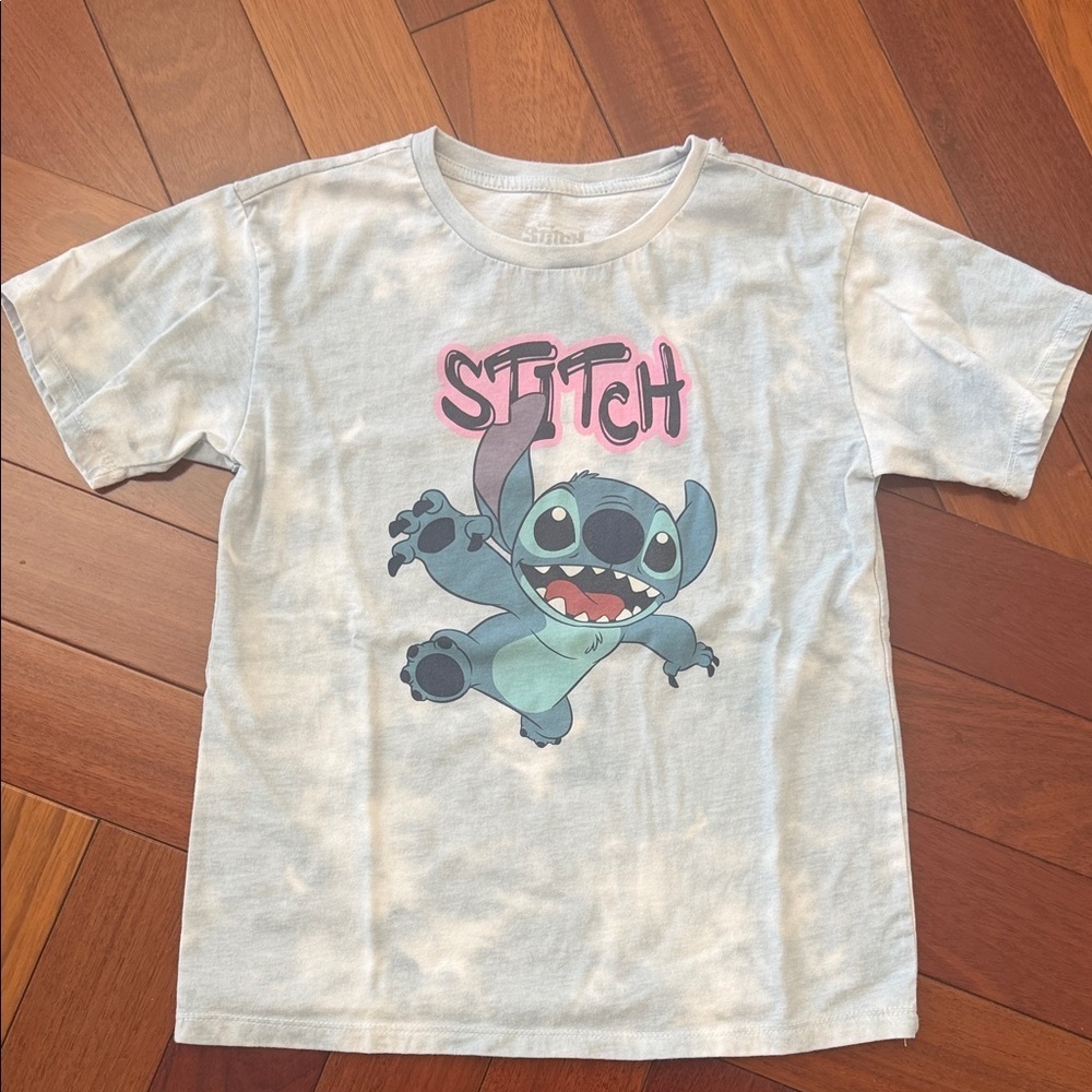 Disney Stitch Kids T-Shirt - Pink and Blue on White
